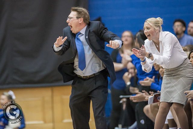 Lauren DeFalco (right) is the lead assistant for Tony Bozzella (left) at Seton Hall. (Photo by John Jones - Double G Media)
